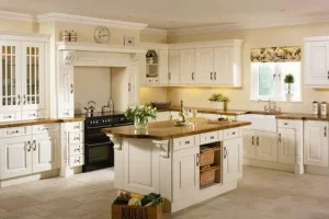 99 European style kitchen with wooden island cabinets