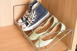 single tier stackable shoe rack with stainless steel frame